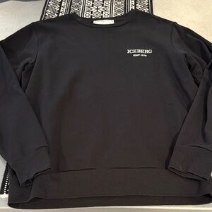 Iceberg Black Crewneck Sweatshirt with White Logo